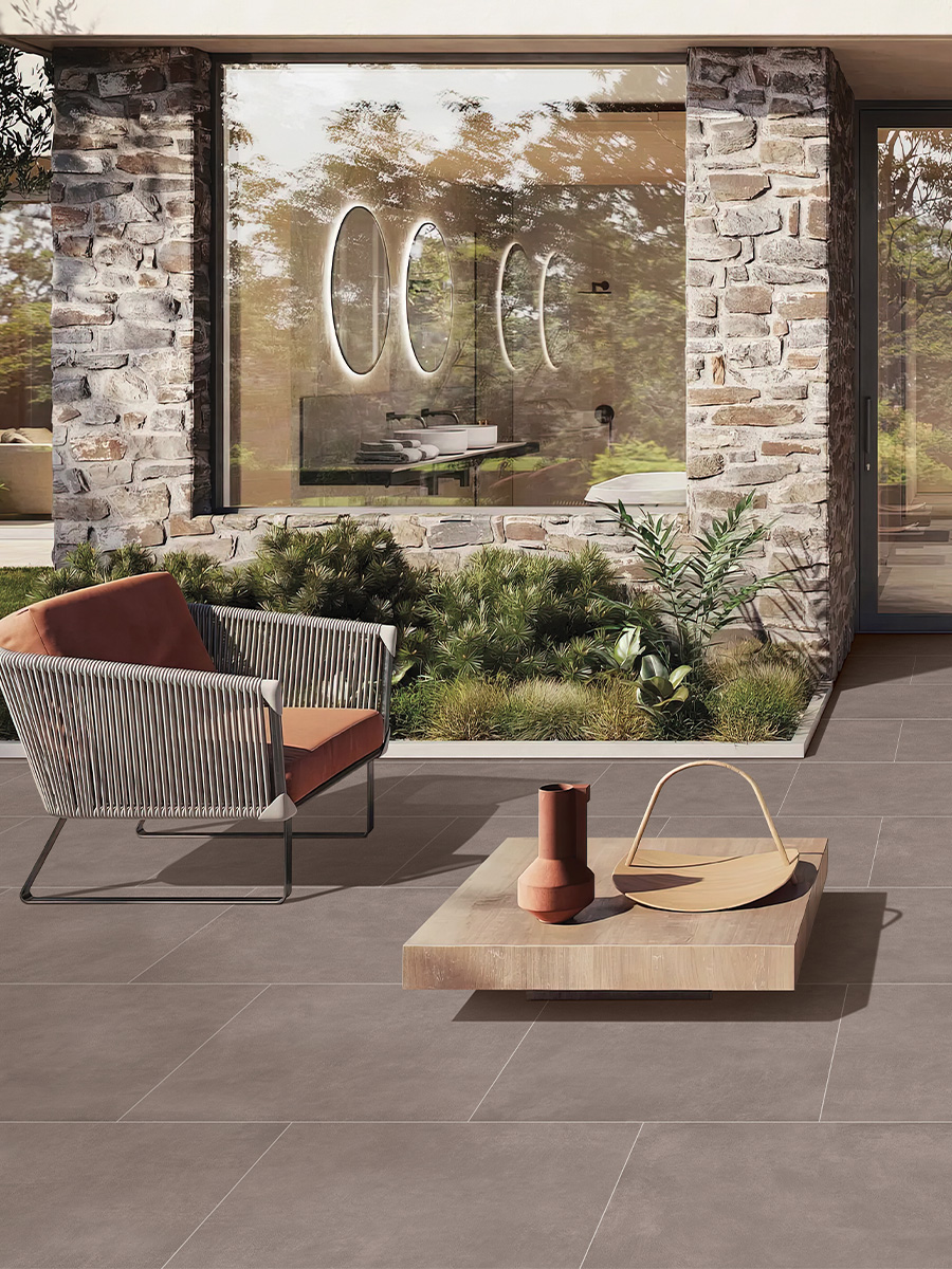 Smoke Taupe Porcelain Outdoor Porcelain Paving Slabs - 900x600x20mm