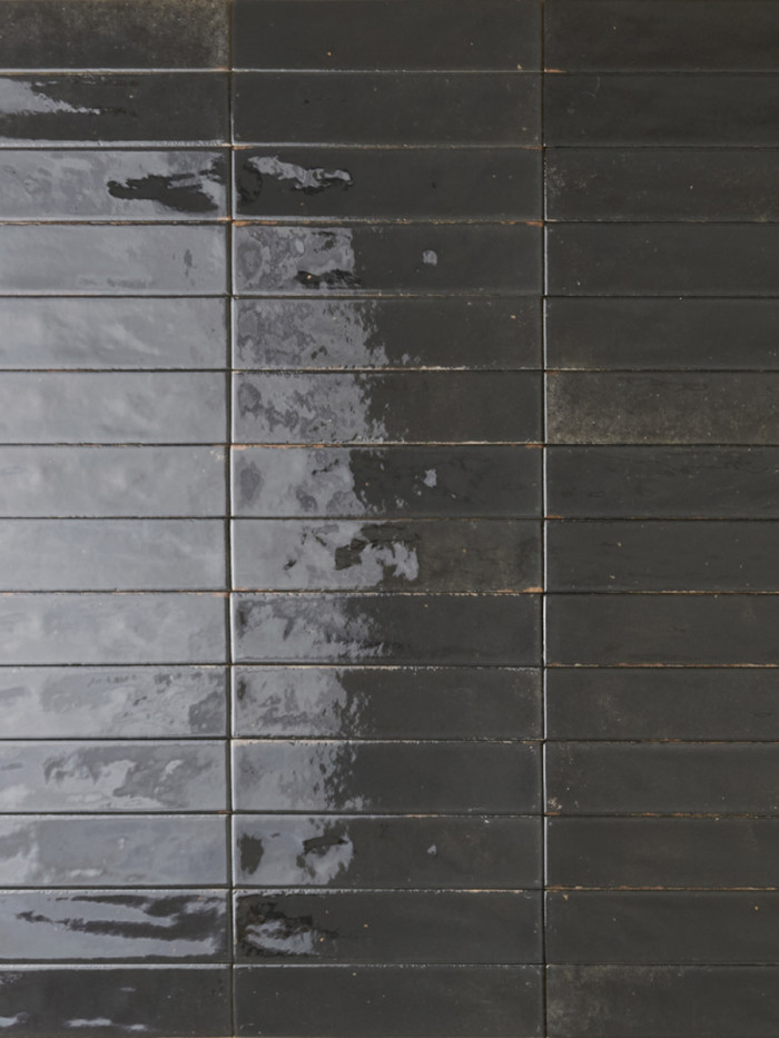 Soho Black Italian Brick Effect Gloss Tile - 60x250mm