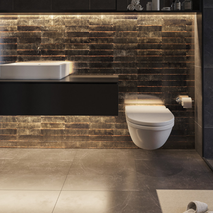 Soho Black Italian Brick Effect Gloss Tile - 60x250mm