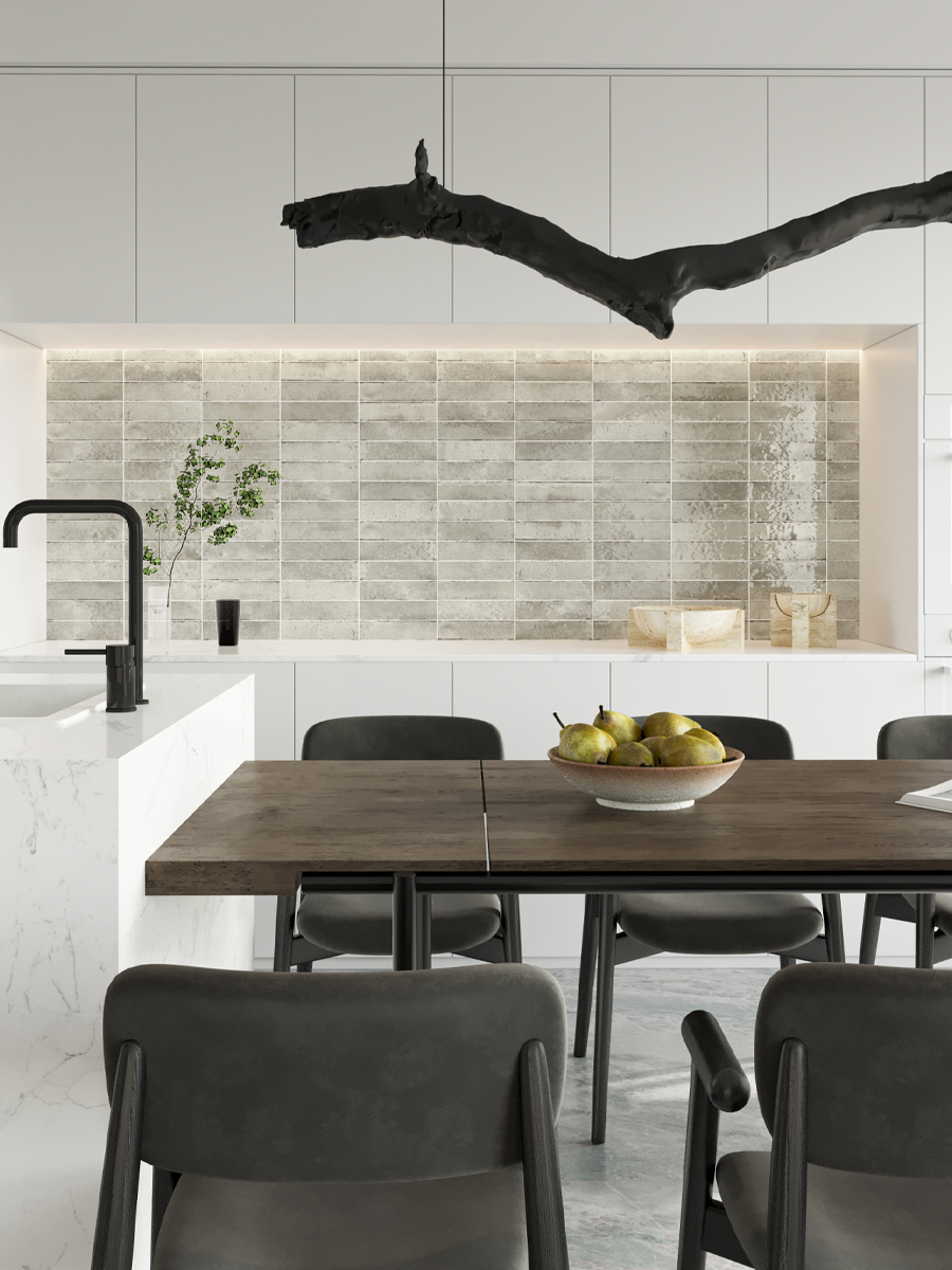 Soho Light Grey Italian Gloss Wall Tile - 60x250mm