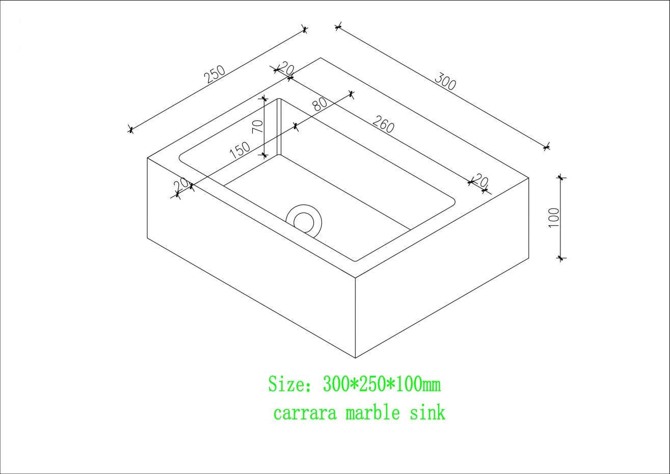 Carrera Marble Wall Hung Basin - 300mm