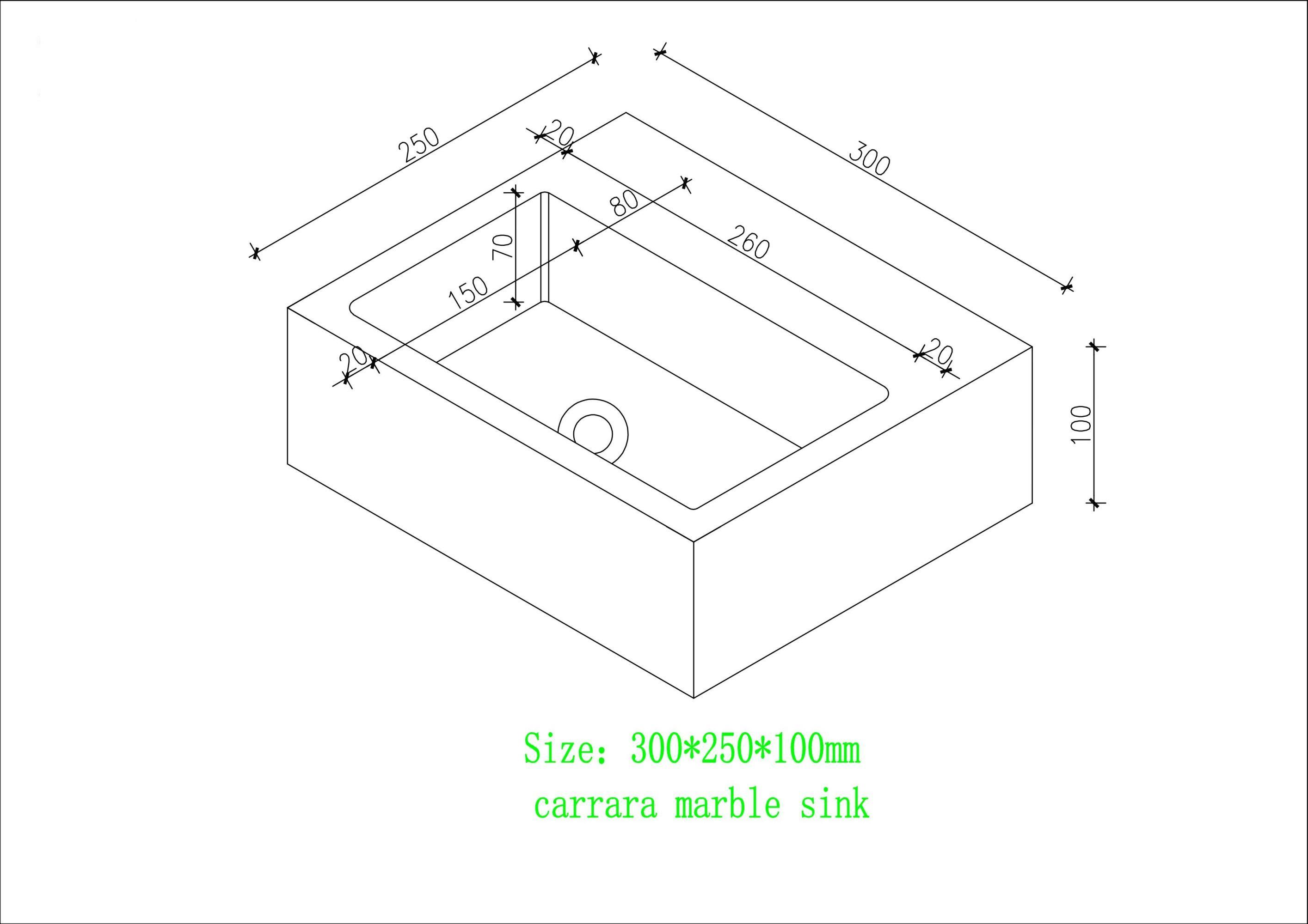 Carrera Marble Wall Hung Basin - 300mm Carrera Marble Wall Hung Basin - 300mm