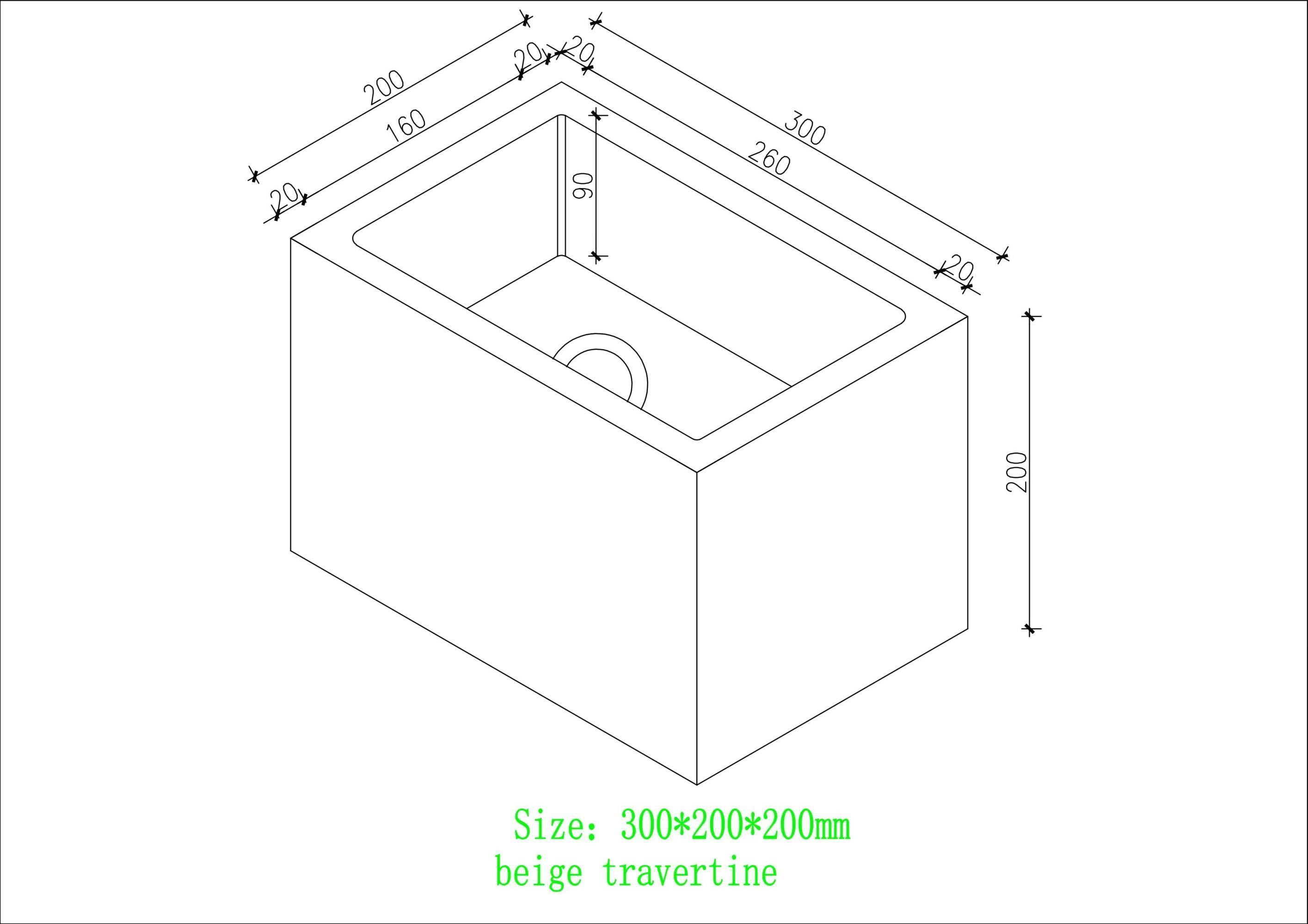 Beige Travertine Wall Hung Basin - 300mm Beige Travertine Wall Hung Basin - 300mm