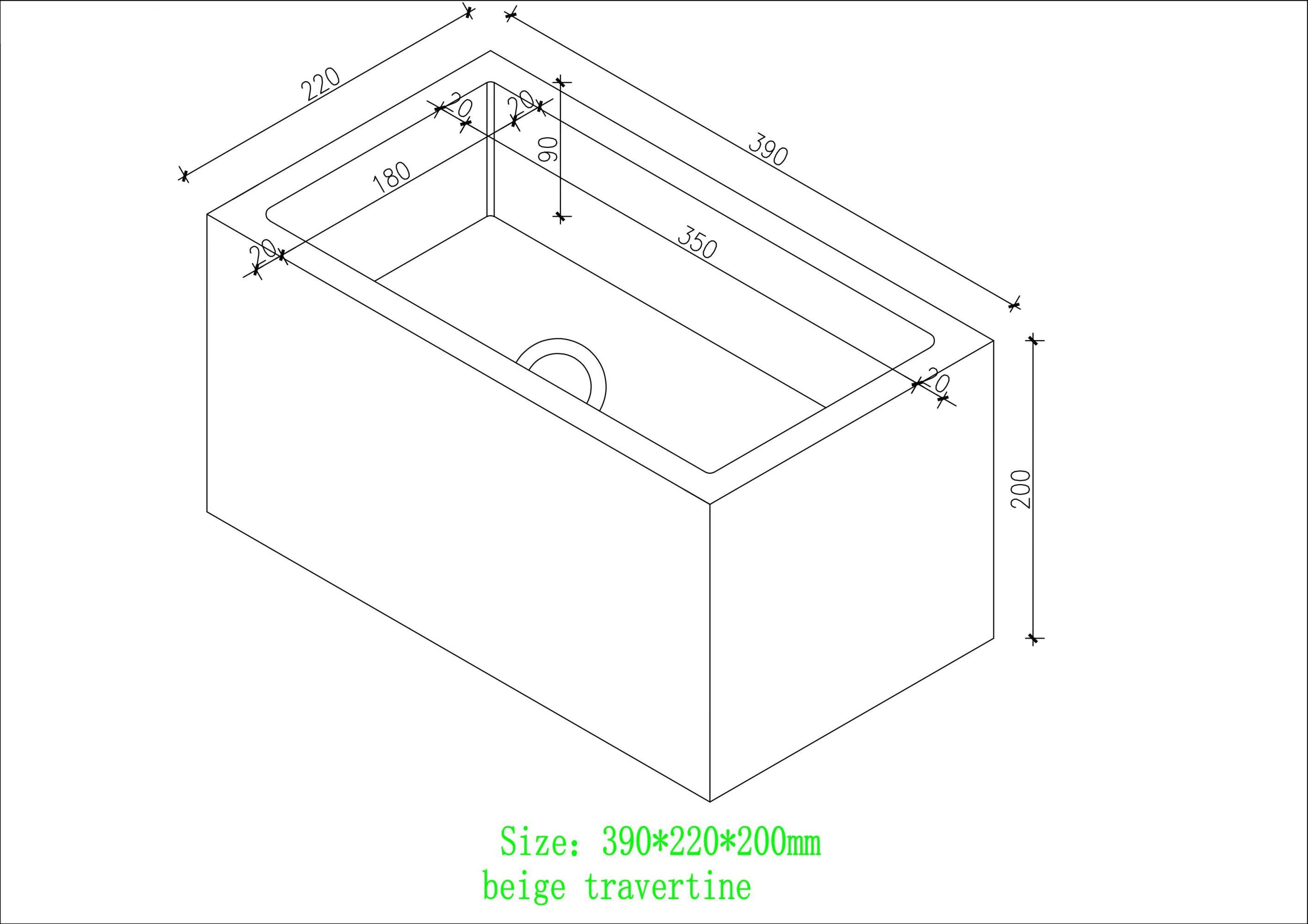 Beige Travertine Wall Hung Basin - 390mm Beige Travertine Wall Hung Basin - 390mm