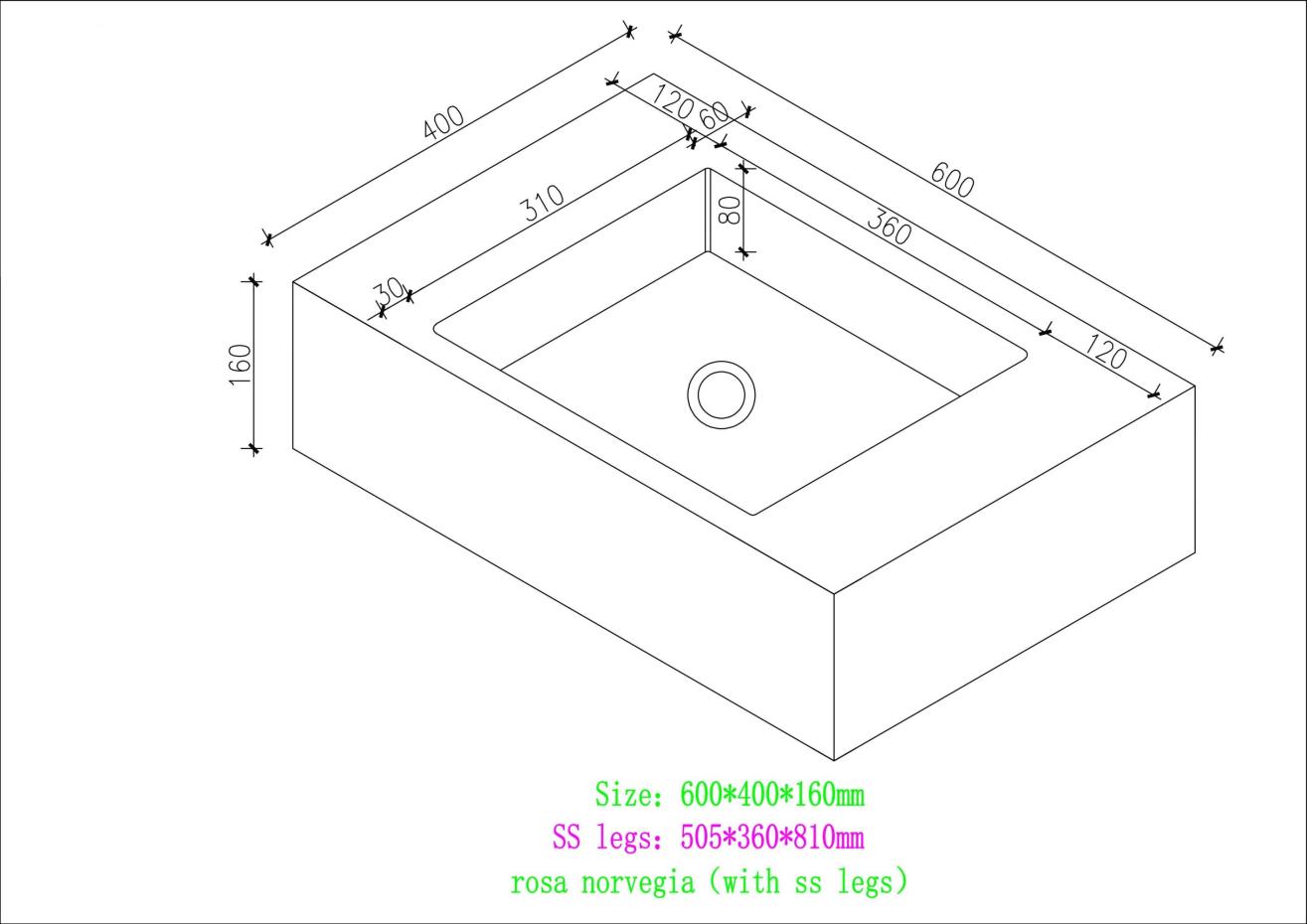Rosa Norvegia Marble Vanity Unit - 600mm