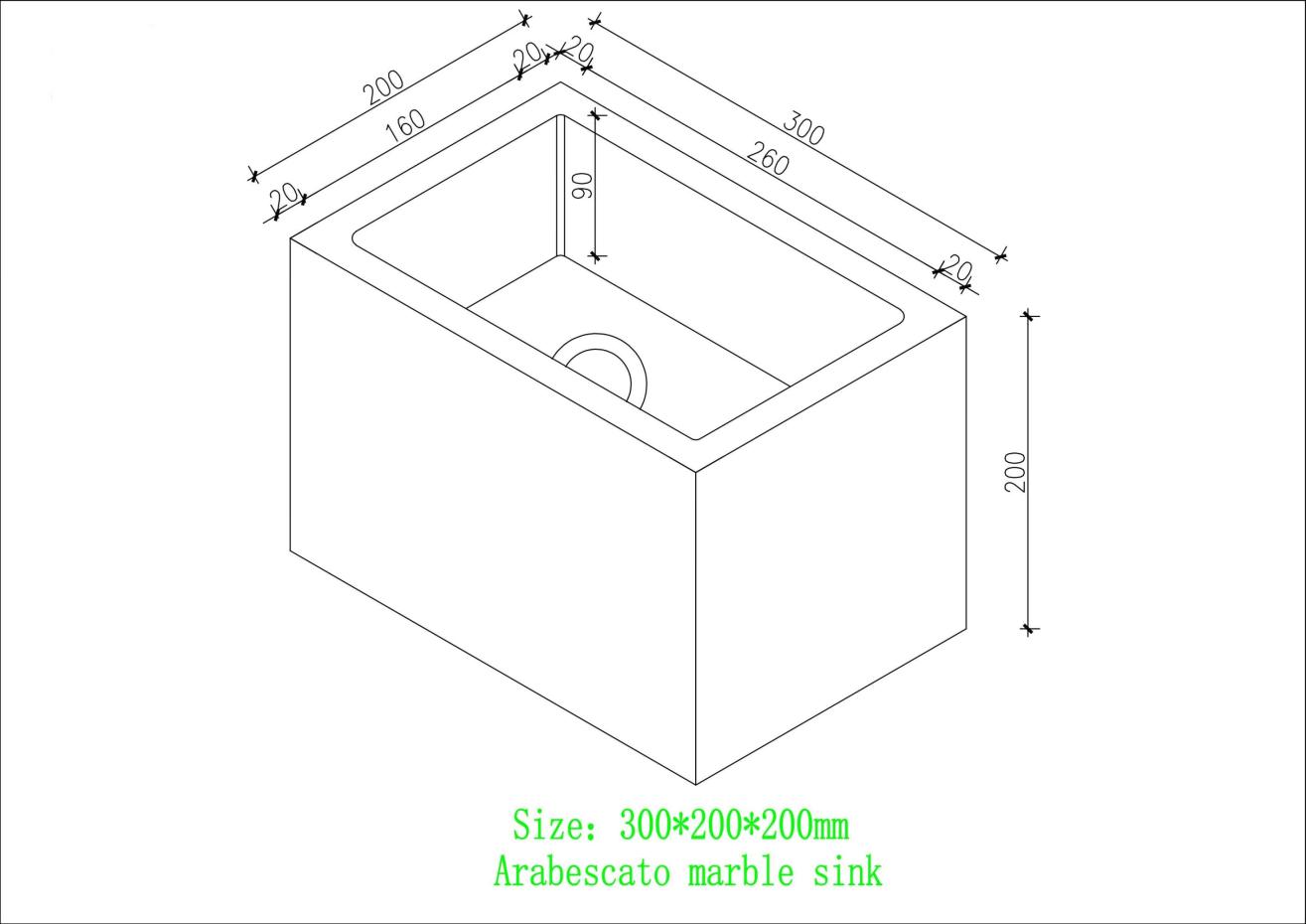 Arabescato Marble Wall Hung Deep Basin - 300mm