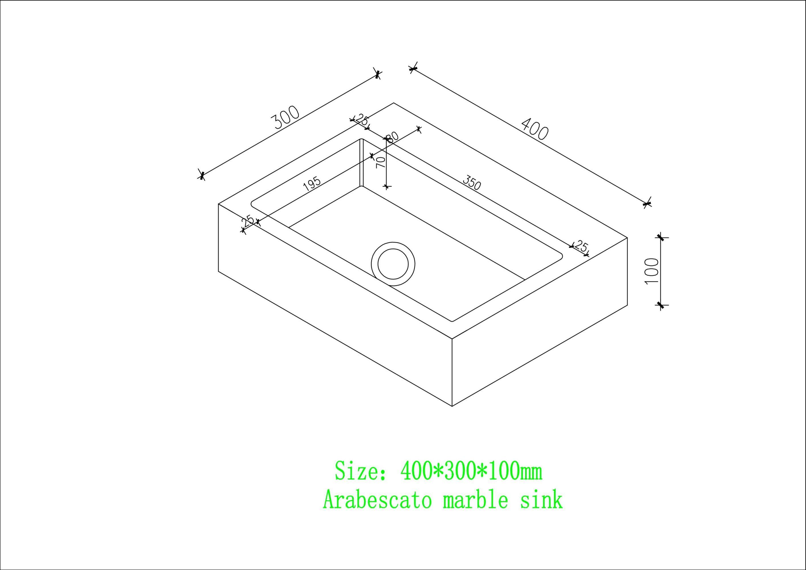 Arabescato Marble Wall Hung Basin - 400mm