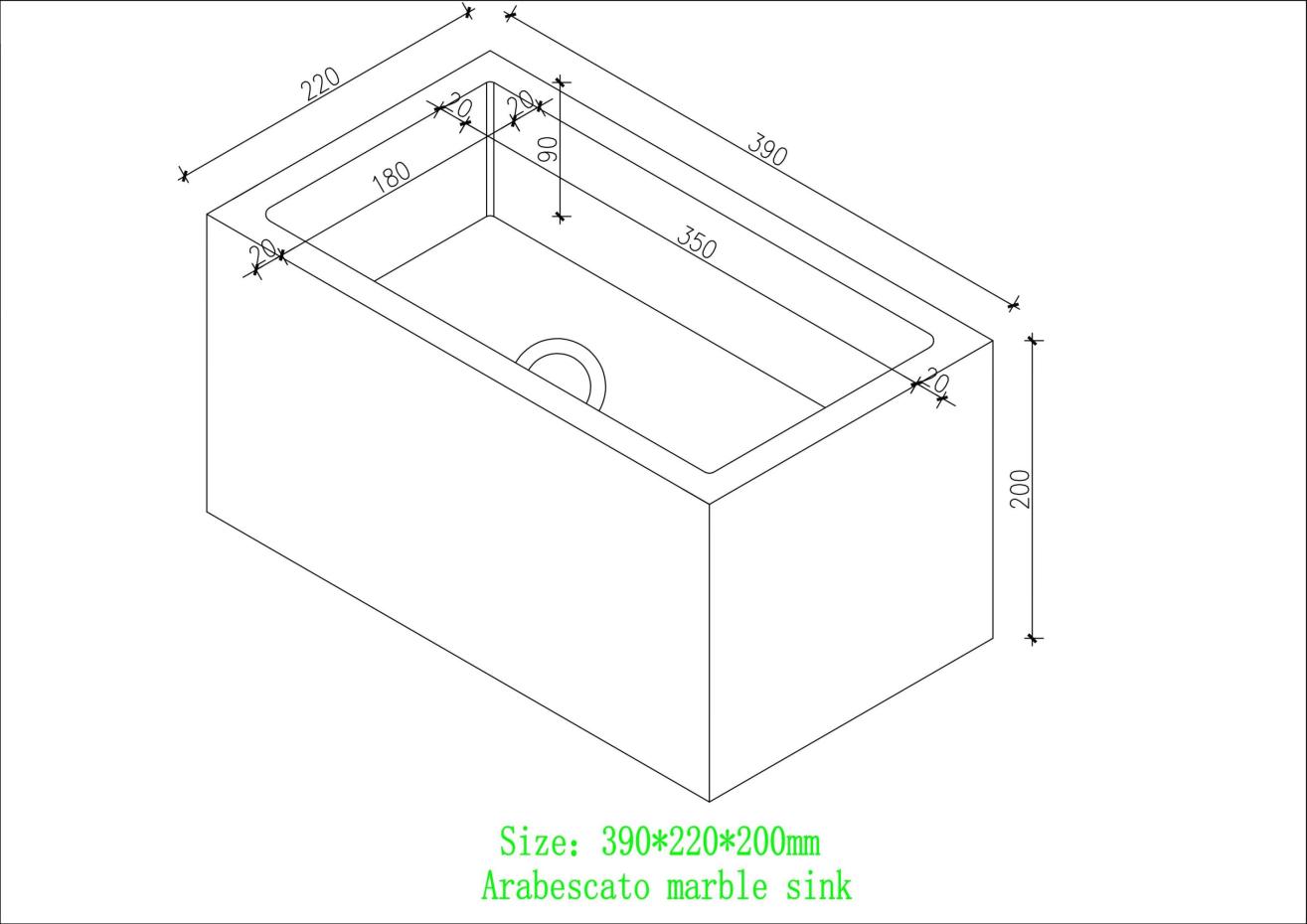 Arabescato Marble Wall Hung Basin - 390mm
