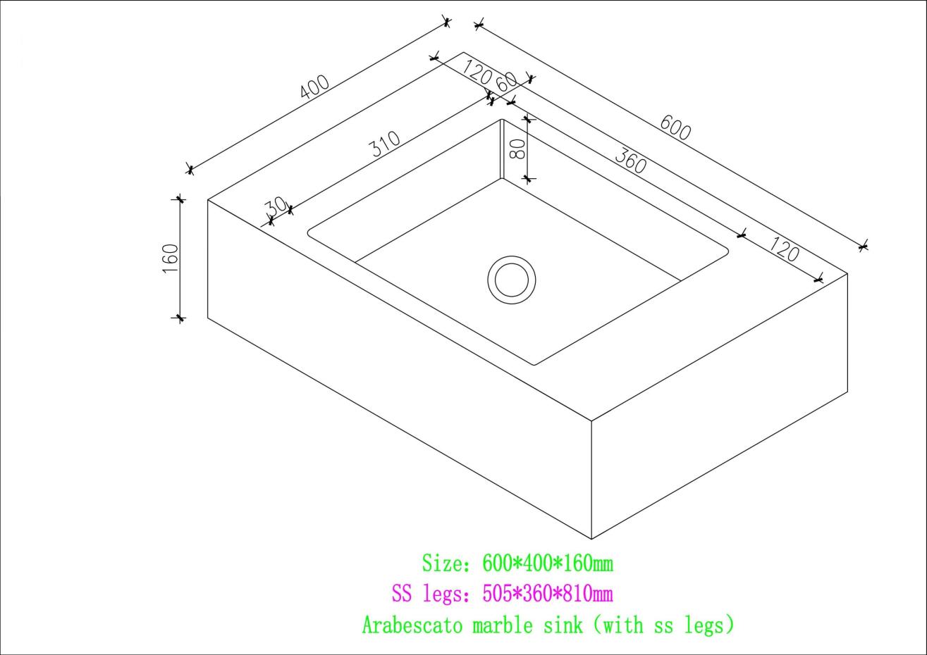 Arabescato Marble Vanity Unit - 600mm