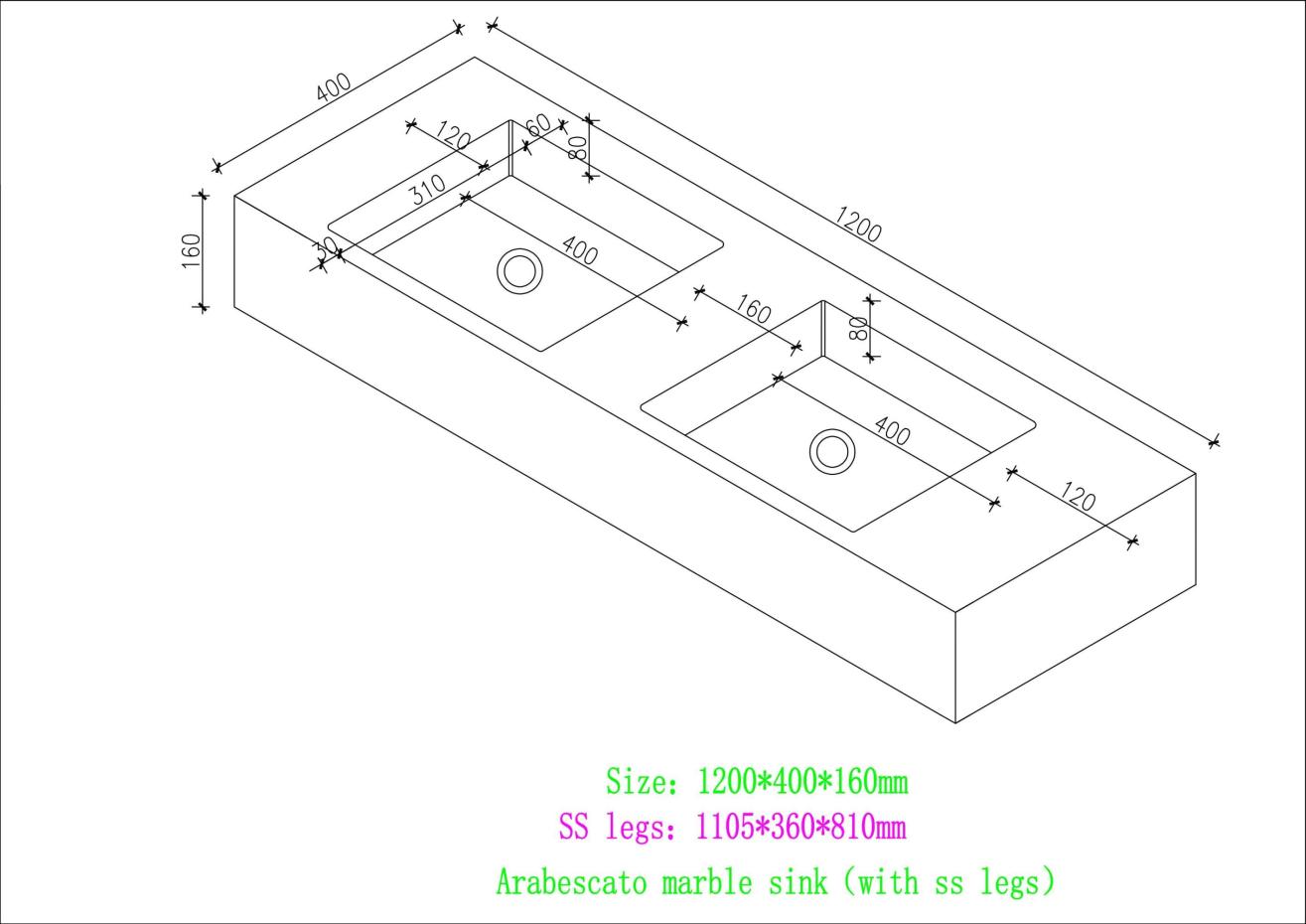 Arabescato Marble Vanity Unit - 1200mm
