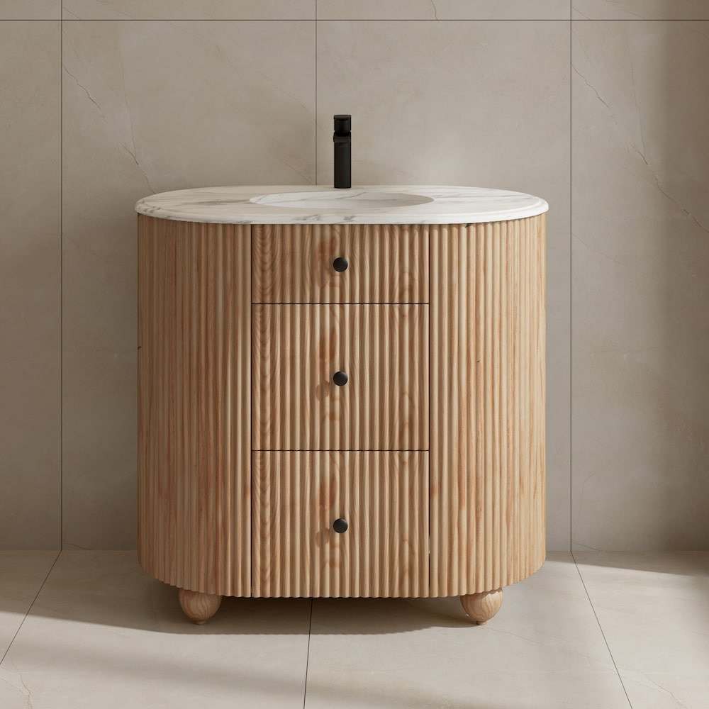 Soul White Carrera Marble Top Solid Wood Freestanding Vanity 900mm Soul White Carrera Marble Top Solid Wood Freestanding Vanity 900mm