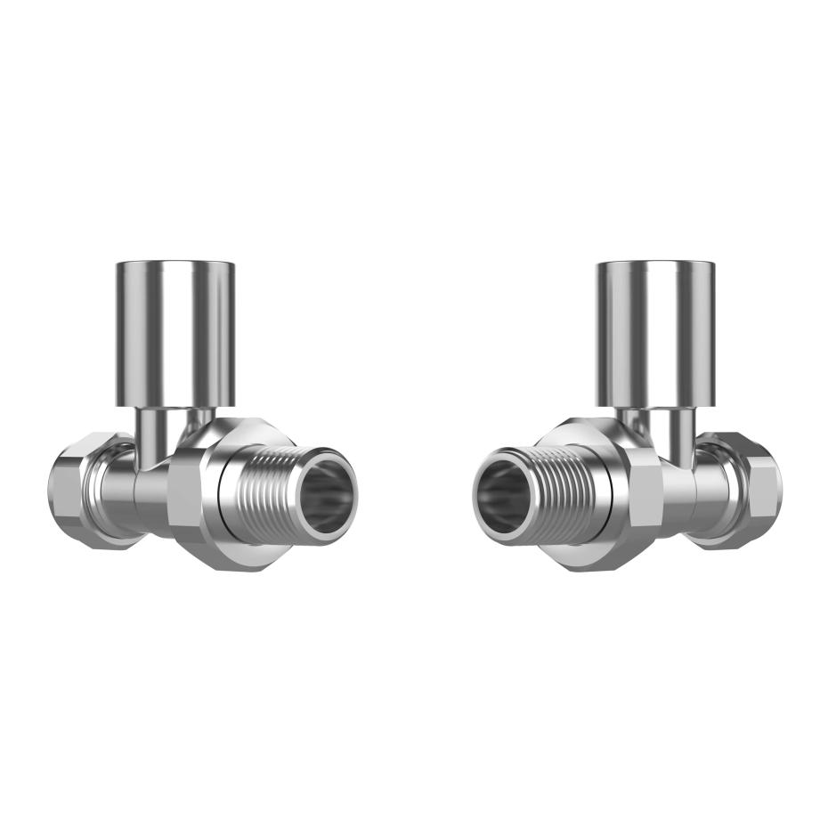 Polished Chrome Straight Radiator Valves (Pair) - 15mm