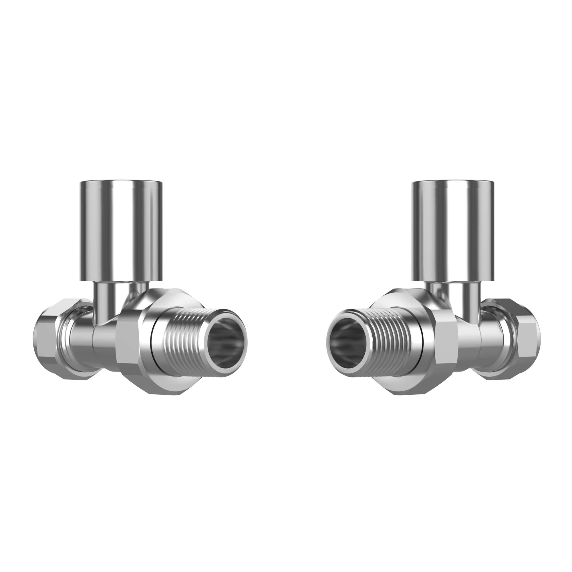 Polished Chrome Straight Radiator Valves (Pair) - 15mm Polished Chrome Straight Radiator Valves (Pair) - 15mm