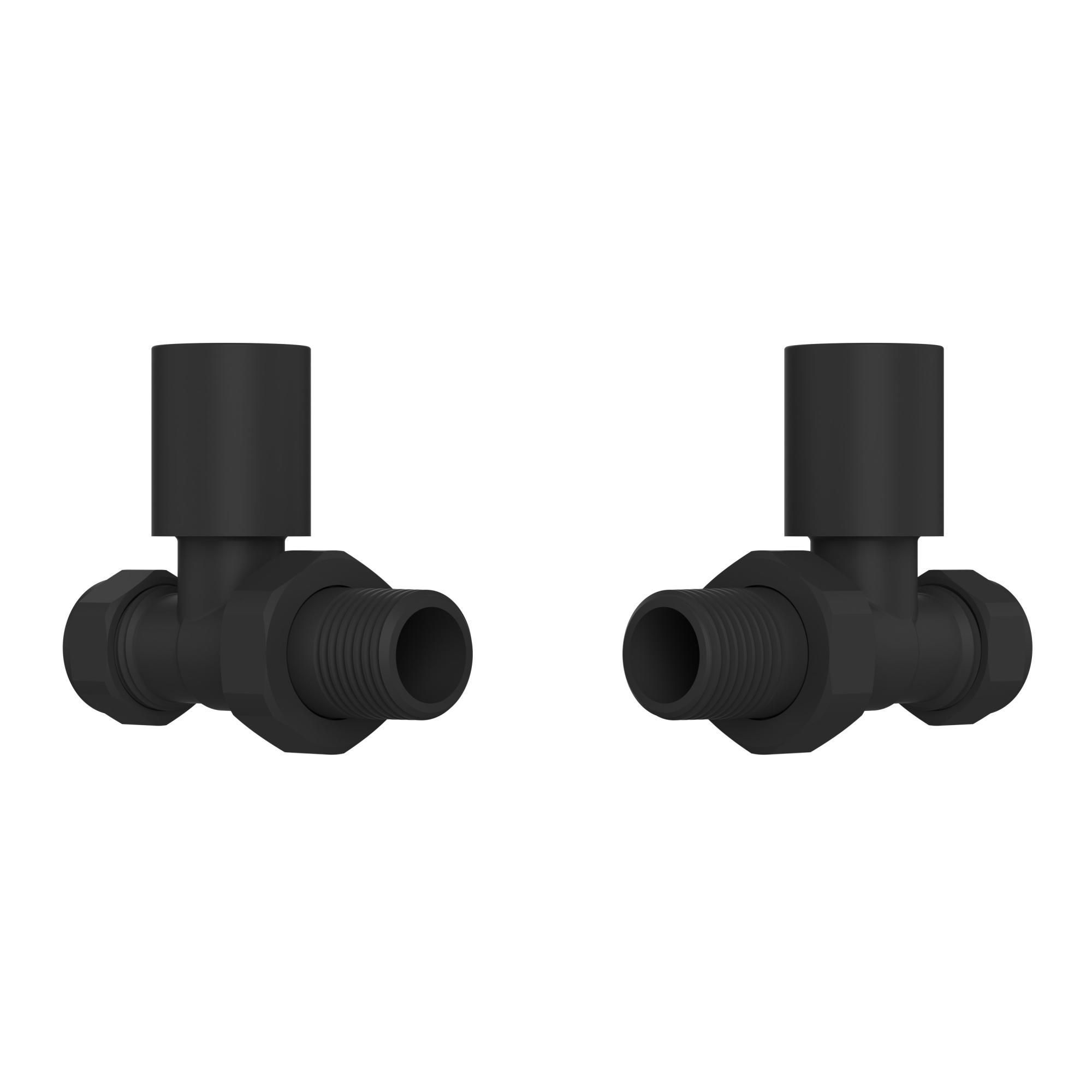 Black Straight Radiator Valves (Pair) - 15mm Black Straight Radiator Valves (Pair) - 15mm