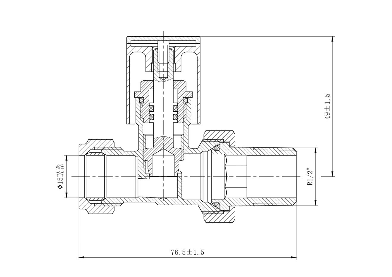 Anthracite Straight Radiator Valves (Pair) - 15mm