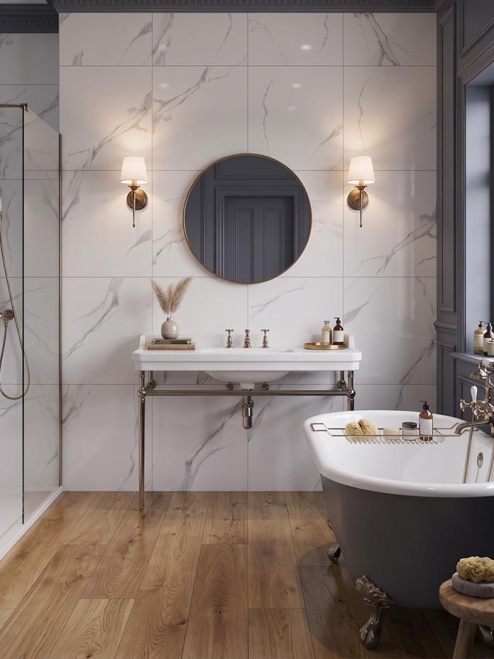 Statuario Polished Porcelain Tile - 600x600mm