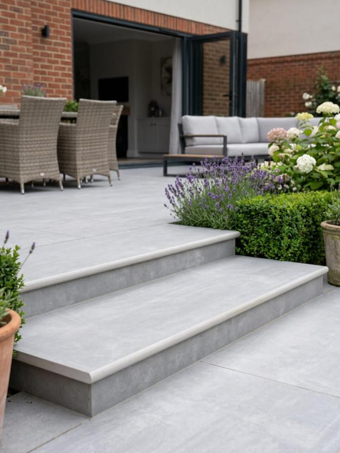 Street Grey Porcelain Bullnose Tiles - 900x450x20mm
