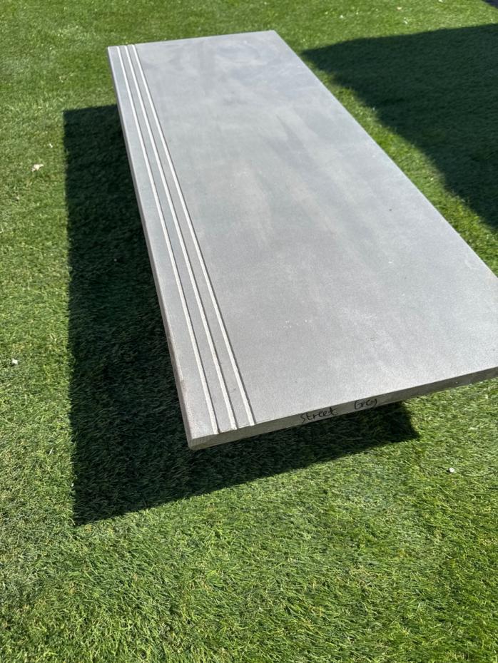 Street Grey Porcelain Bullnose Tiles - 900x300x20mm