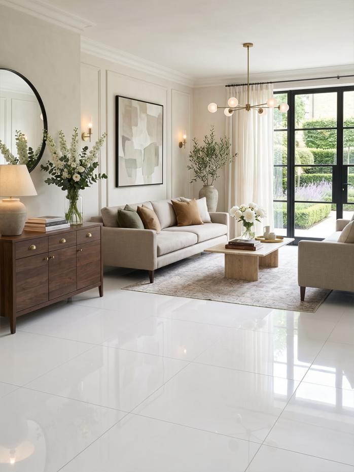Supreme White Polished Porcelain Tile - 1000x1000mm