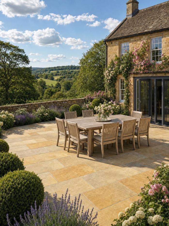 Tandur Yellow Antique Limestone Paving Slabs - 900x600mm