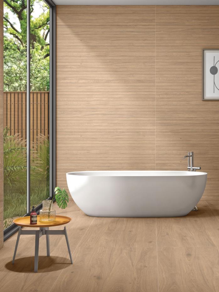 Teak Dorato Slat Wood Louvre Effect Tiles - 1200x600mm