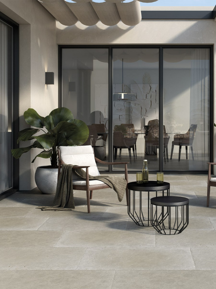 Texas Grey Antique Chiselled Edge Porcelain Tile - 900x600x9.5mm