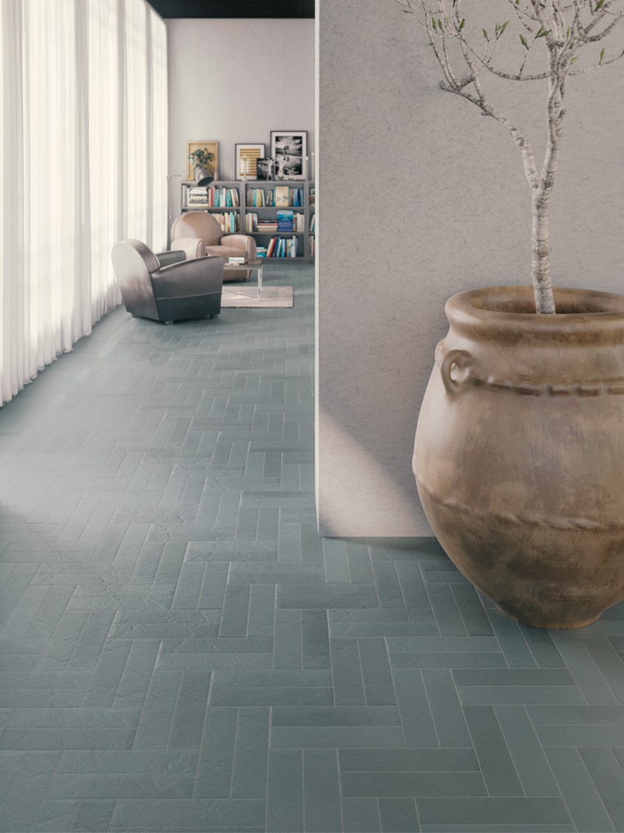 Toronto Blu Brick Effect Porcelain Wall & Floor Tile - 88x368mm