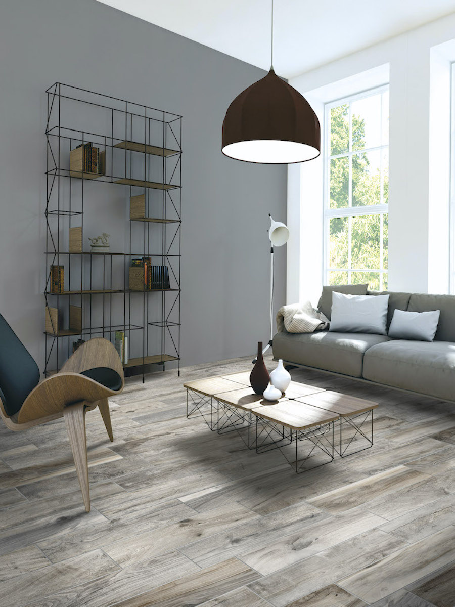 Living Tortora Herringbone Wood Effect Floor Tile - 450x75(mm)