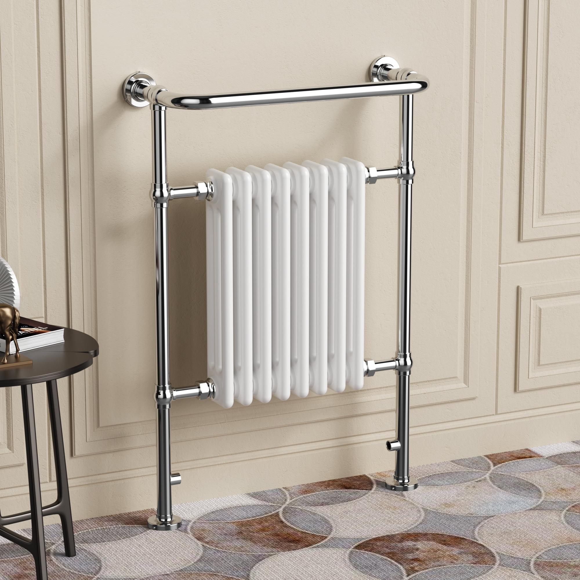 Chelsea Chrome & White Traditional Heated Towel Rail Radiator - 952x659mm Chelsea Chrome & White Traditional Heated Towel Rail Radiator - 952x659mm
