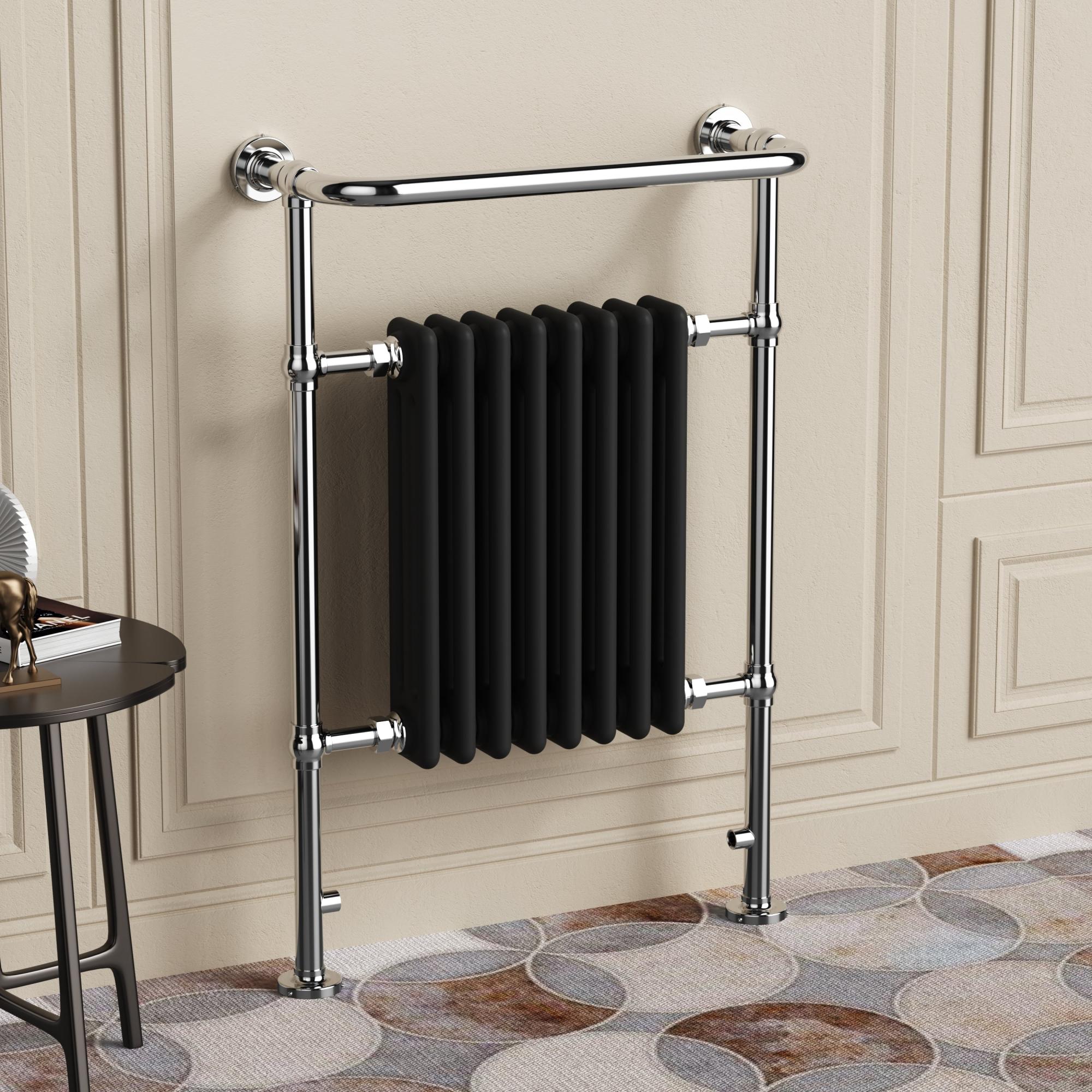 Chelsea Chrome & Black Traditional Heated Towel Rail Radiator - 952x659mm Chelsea Chrome & Black Traditional Heated Towel Rail Radiator - 952x659mm