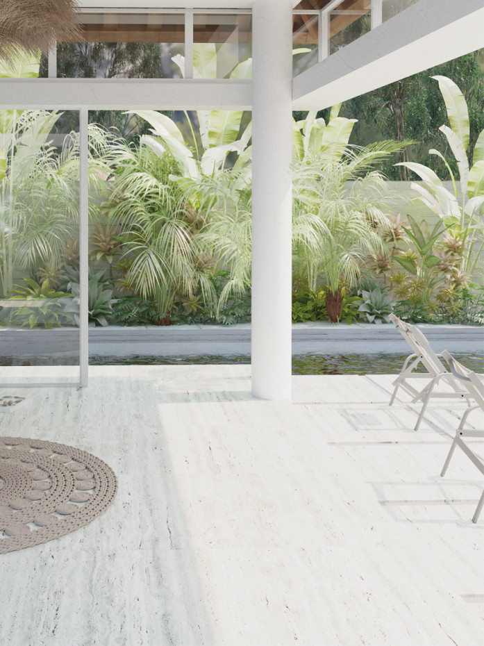 Travertino Blanco Outdoor Paving Slabs - 1200x600x20mm