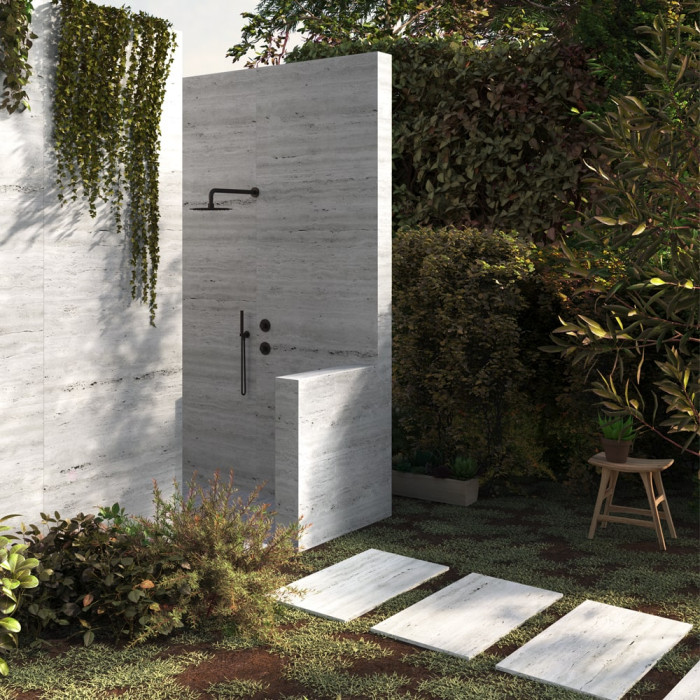 Travertino Blanco Outdoor Paving Slabs - 1200x600x20mm