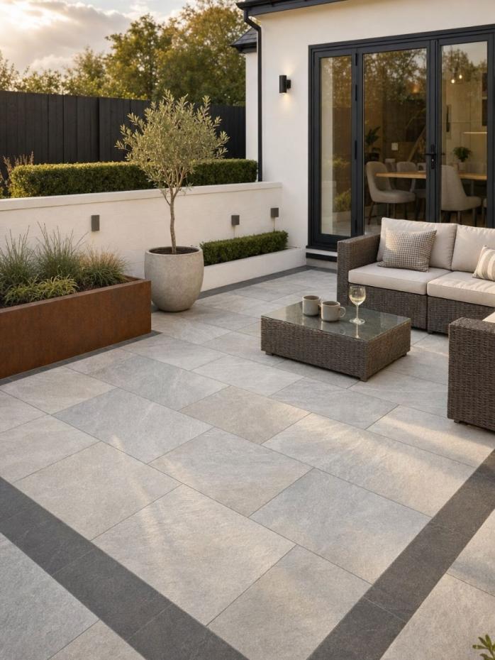 Turin Grey Outdoor Porcelain Paving Slabs -900x600x20mm