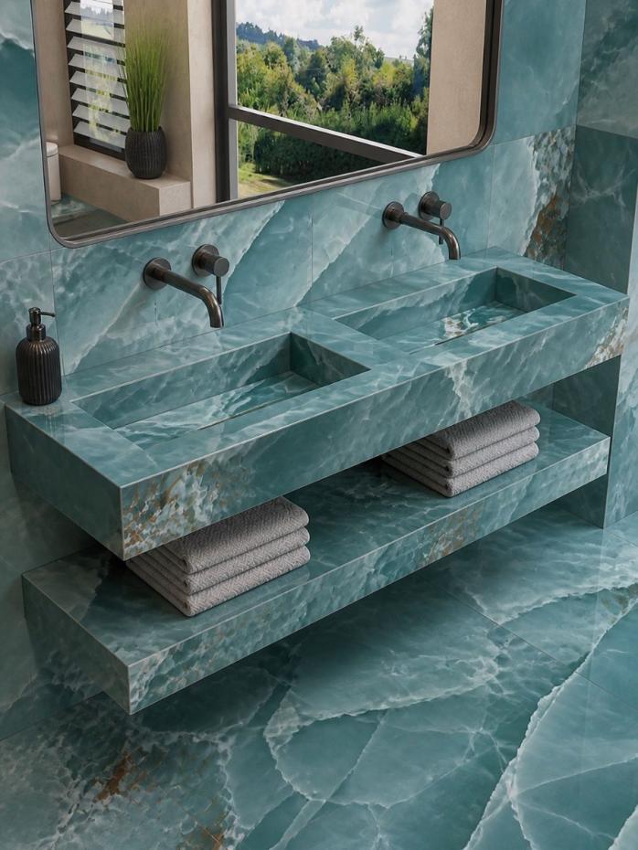 Turquoise Onyx Pulido Sink and Shelf - 1200mm