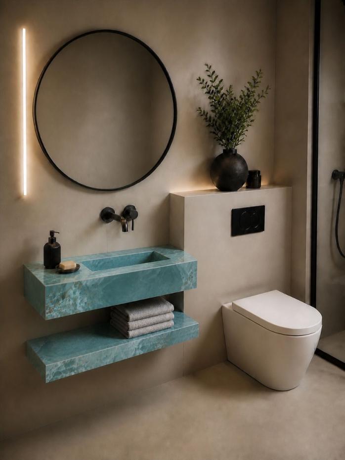 Turquoise Onyx Sink and Shelf - 600mm / 800mm