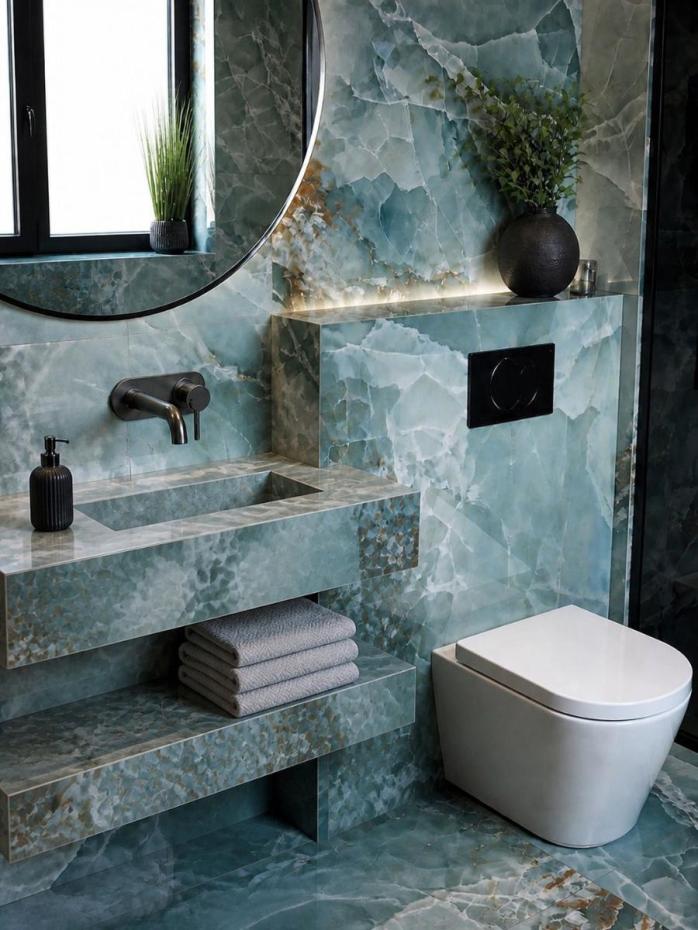 Turquoise Onyx Sink and Shelf - 800mm