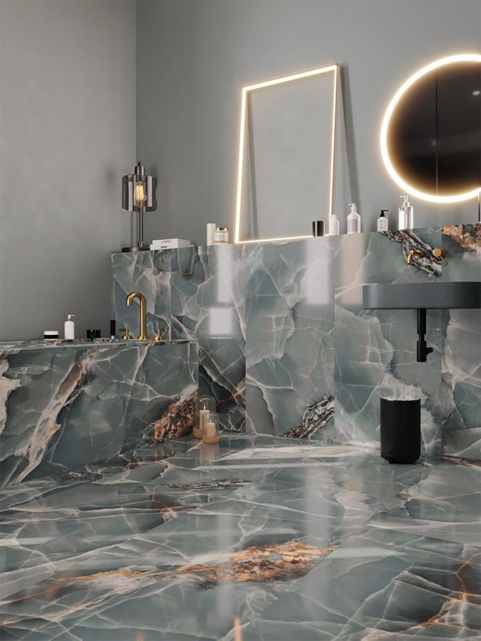 Turquoise Onyx Porcelain Tile - 1200x600mm (Birmingham Collection Only)