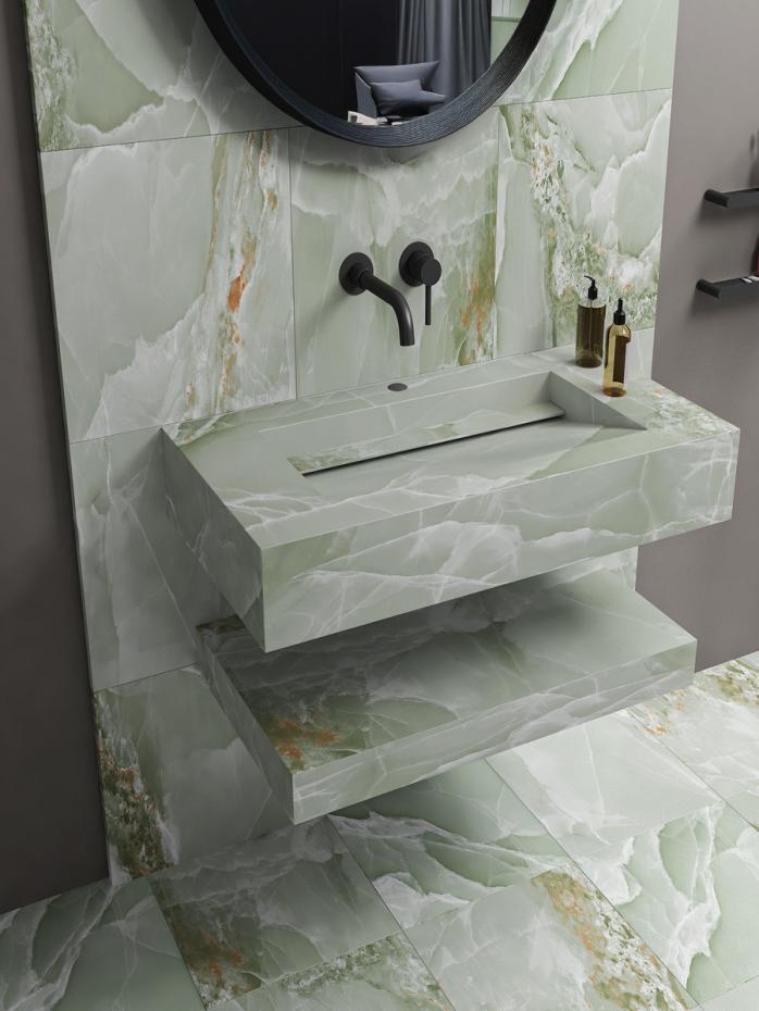 Turquoise Onyx Mint Sink and Shelf - 750mm