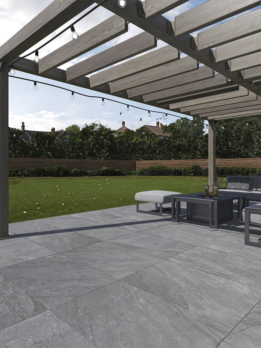 Tuscany Grey Outdoor Porcelain Paving Tiles - 900x600mm