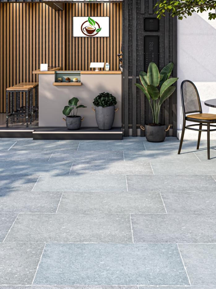 Tuscany Grey Antique Chiselled Edge Porcelain Paving Slabs - 900x600x20mm