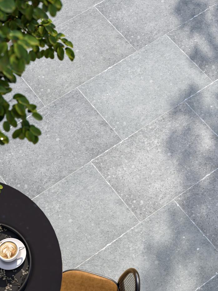 Tuscany Grey Antique Chiselled Edge Porcelain Paving Slabs - 900x600x20mm