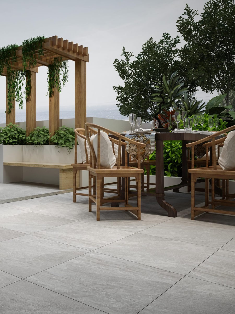 Tuscany Grey Outdoor Porcelain Paving Slabs - 800x800x20mm