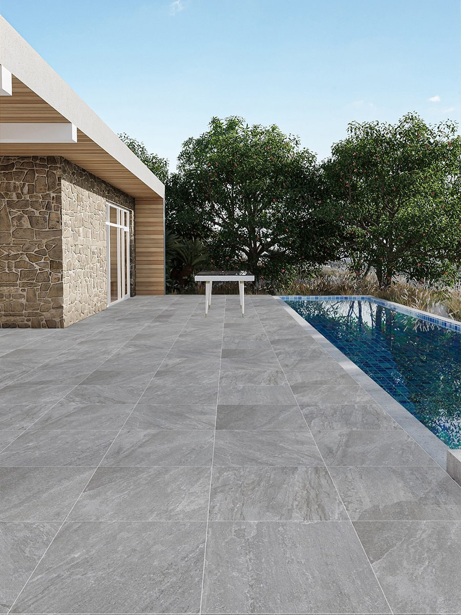 Tuscany Grey Outdoor Porcelain Paving Slabs - 800x800x20mm