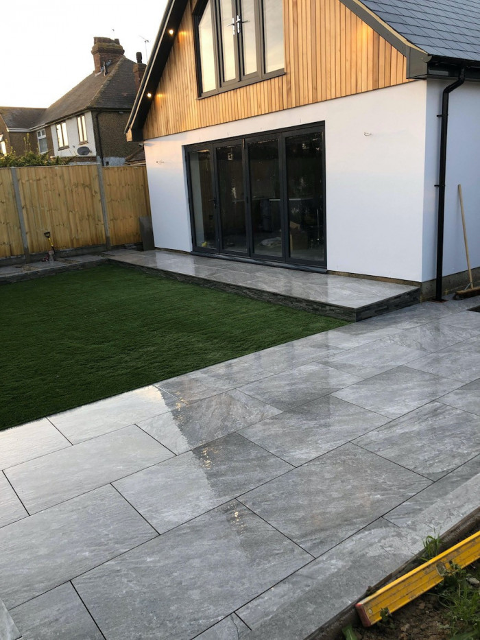 Tuscany Grey Outdoor Porcelain Paving Tiles - 900x600mm