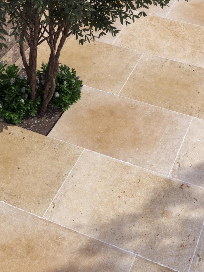 Tuscany Sand Antique Chiselled Edge Porcelain Paving Slabs - 900x600x20mm
