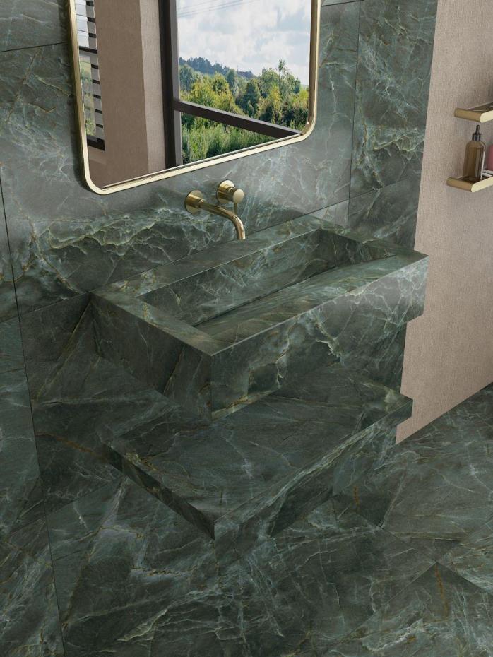 Manos Green Onyx Sink and Shelf - 800mm