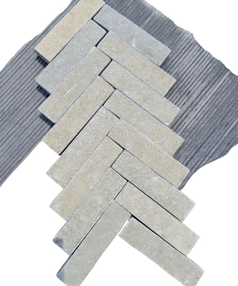 Tandur Yellow Tumbled Natural Limestone Outdoor Slim Sett Pavers - 200x50x40mm