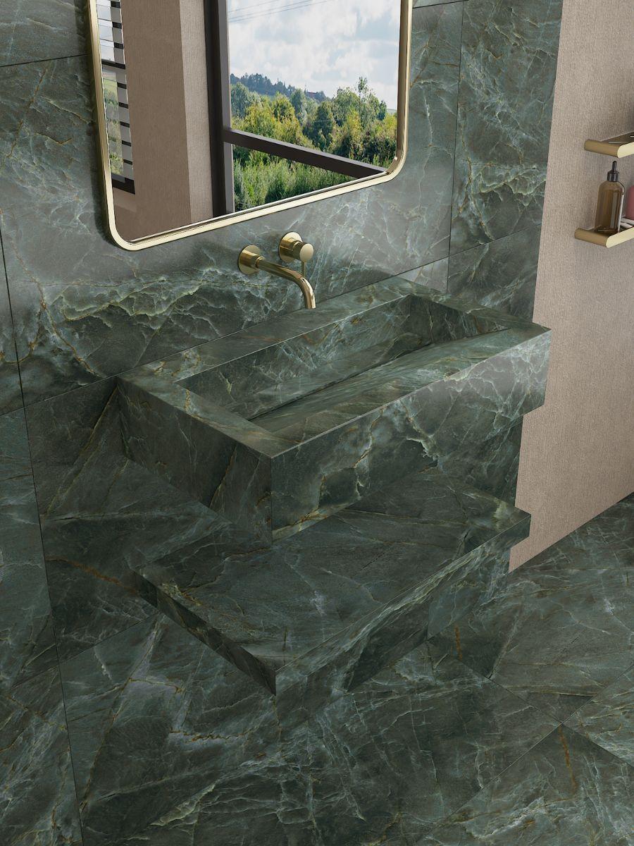 Manos Green Onyx Sink and Shelf - 600mm / 800mm