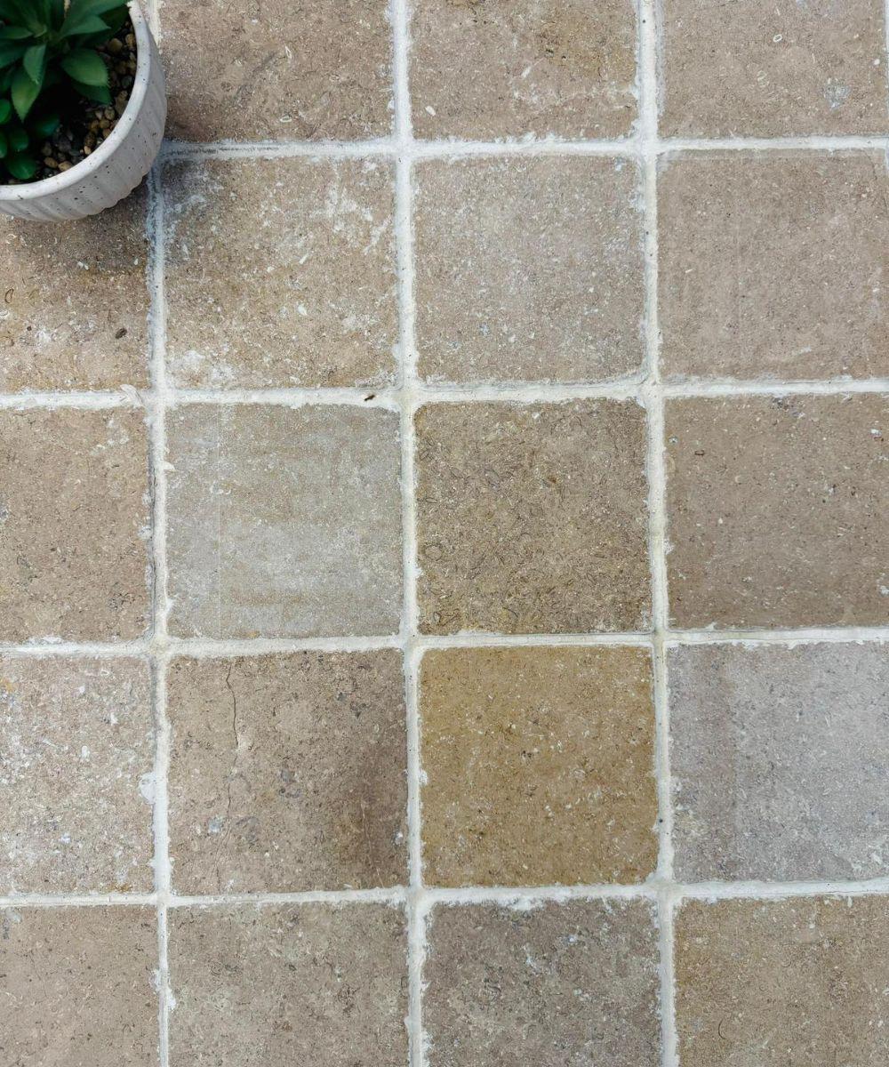 Dijon Limestone Honed Tumbled Cobbles - 150x150x30mm
