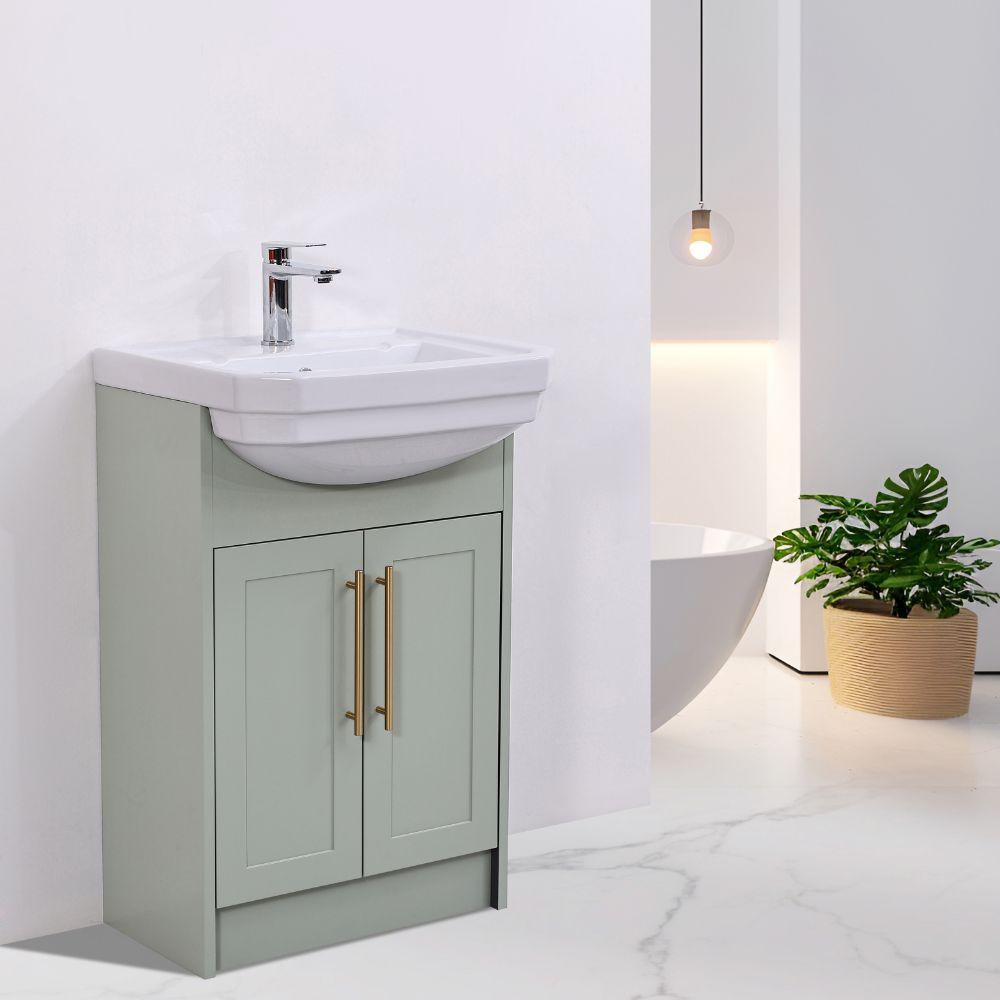 Imperial Sage Green Freestanding Vanity Unit - 600mm